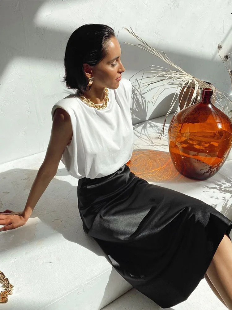 Solid Purple Satin Silk Skirt Women High Waisted Summer Long Elegant Ladies Office Skirts Midi Spring 240329