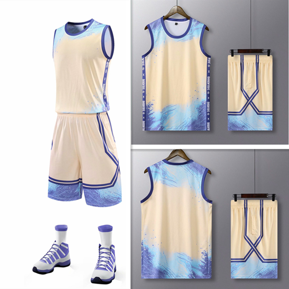 Kids Adult Basketball Uniform Women & Men Basketball Jersey Child Kit O-neck Basketball Shirt Double Pocket Shorts Training Suit