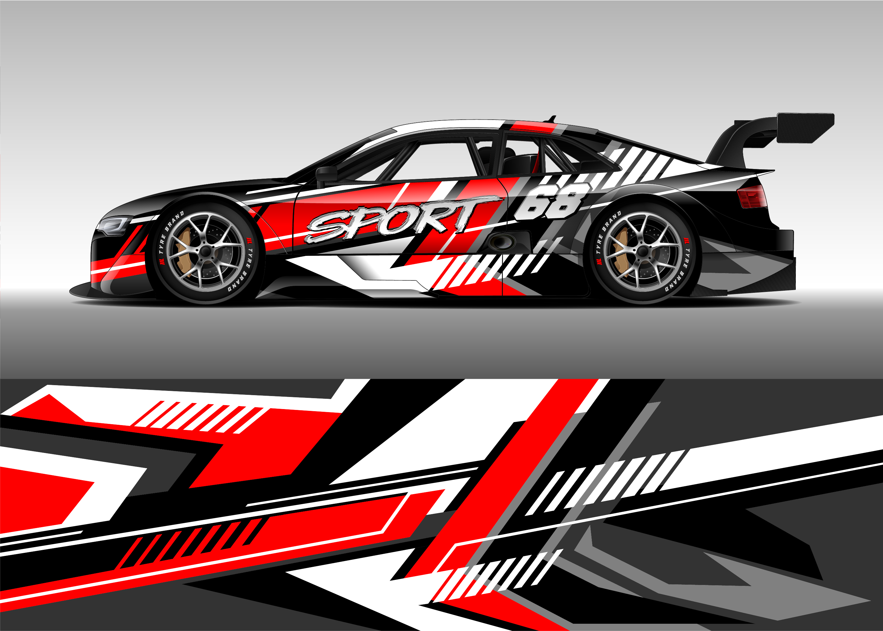 Full Body Racing Graphic Decal Vinyl Wrap Modern Design Red Retro Car Full Wrap Sticker Decorative Car Decal 400*100cm 4fb44