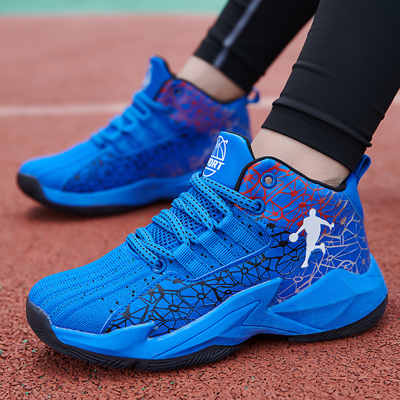 Children Basketball Shoes Casual Breathable Lightweight Couple Trainers Rubber Soled Comfortable Training Sneakers for Kids