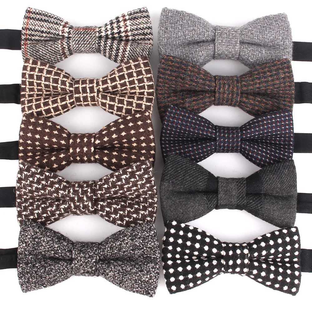 New Woolen Winter tie Men Women knot Adult Mens Wool Bow Ties Cravats Party Groom Bowties For GiftsX241109