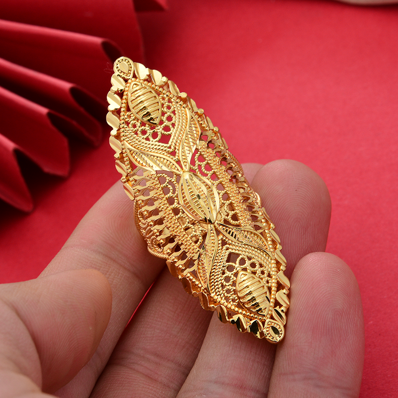 Big Dubai Gold Color Rings For Women Wedding Jewellery Women's Ring For Girls Bridal Wife Gifts African Dubai French