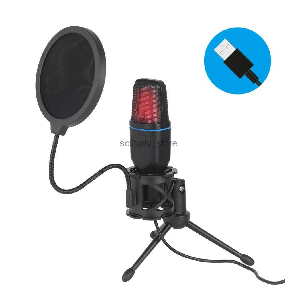 Microphones USB microphone RGB Microfone Condensior Wire Gaming Mic for Podcast Recording Studio Streaming Laptop Desktop PCQ1