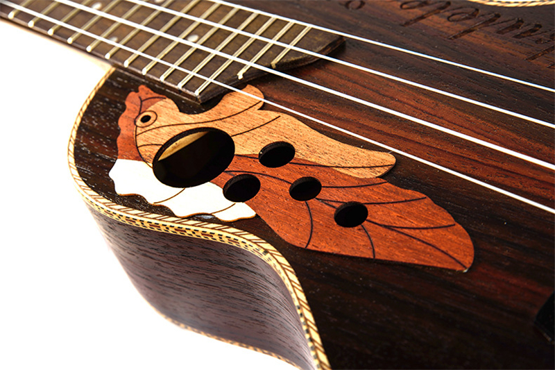 SevenAngel Brand 23 Inch Hawaiian Mini Guitar 4 Strings Ukelele Rosewood Body Grape Sound Hole Electric Ukulele with Pickup EQ