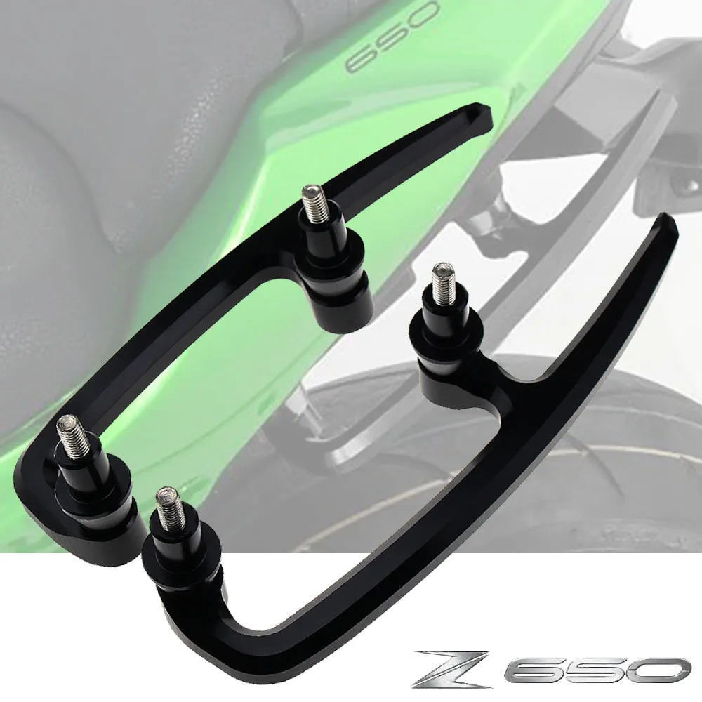 1 Set CNC Aluminum Motorcycle Passenger Rear Grab Bar Rear Seat Rail Kit for Kawasaki Z650 2017 2018 New Arrive Rear Grab Bars