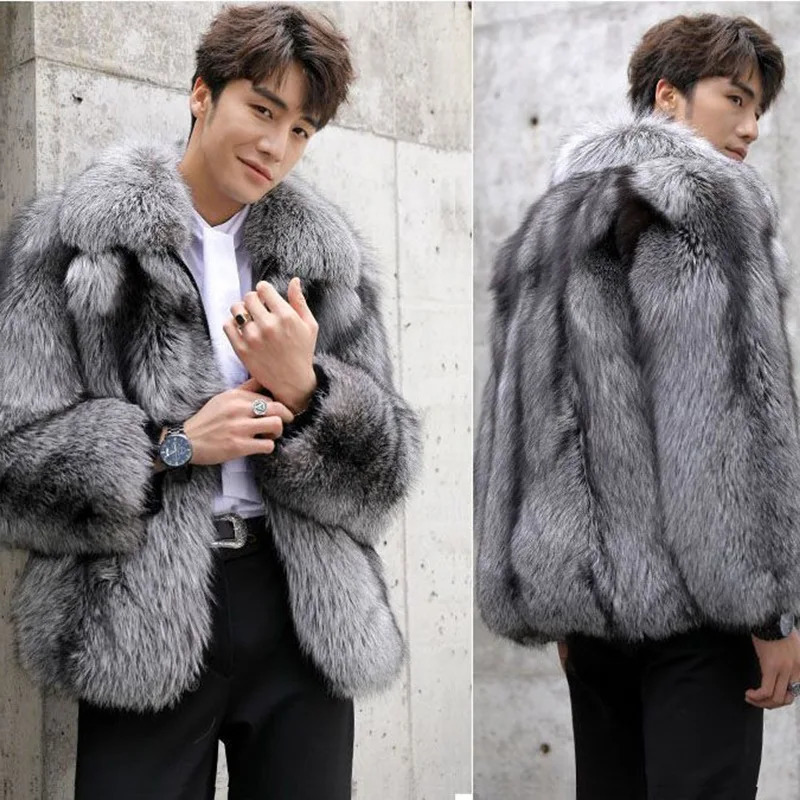 fashionable mens clothing Winter Fox Fur Mens Fur Coat 241108