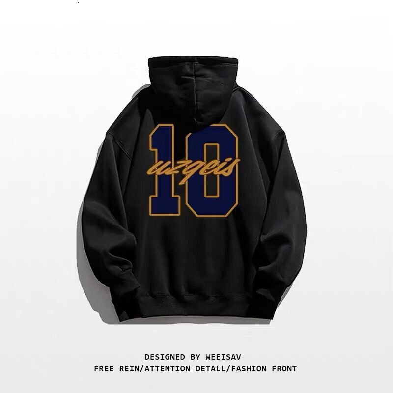 Designer hooded fleece hoodie men's 2024 autumn and winter new item street digital print versatile casual top jacket trendy