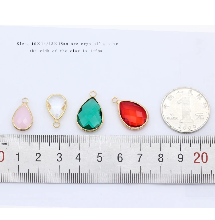 12pc/lot Waterdrop Charms Quartz Crystal Glass Charm Pendant for Necklace Bracelet Earrings Connector DIY Jewelry Making Finding