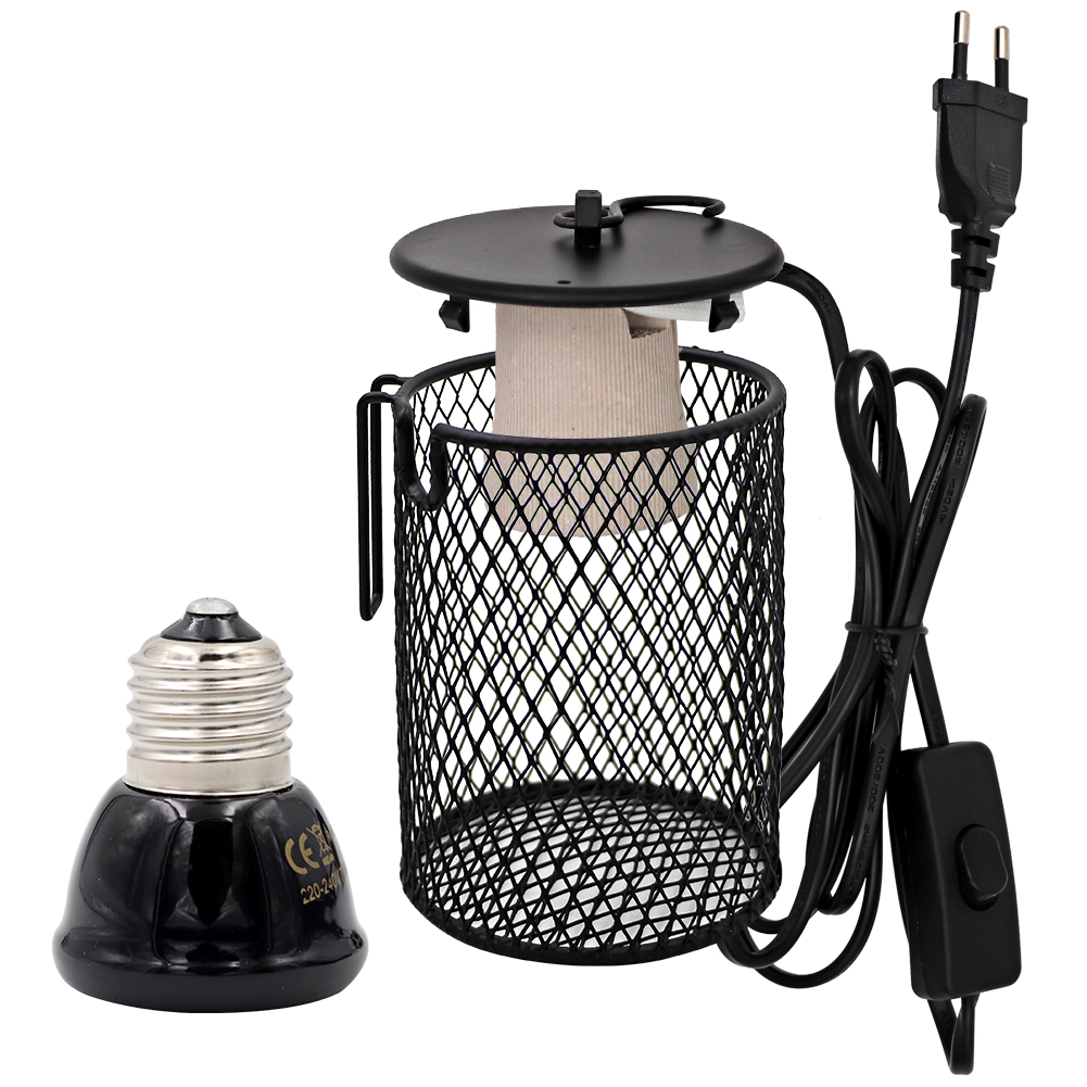 100W Heating Lamp Turtle Snake Lizard Reptiles E27 Infrared Heater Ceramic Anti-scald Cage Protects Chicks From Hatching