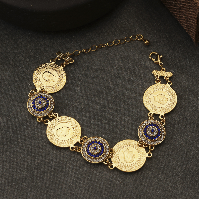 Wholesale Turkish Coin Bracelets Dubai Muslim Middle East Charm Bracelets Ladies Jewelry Wedding Gifts Algeria Ladies Bracelets