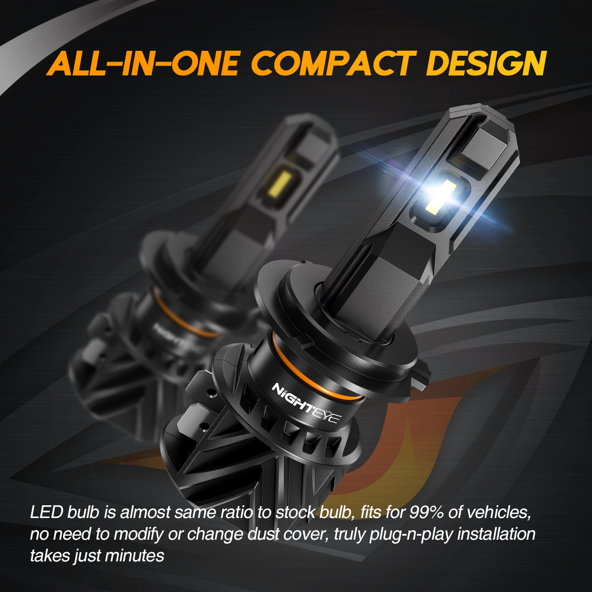 new NIGHTEYE Car Lamps H7 LED H4 H11 H8 H9 H1 9005 HB3 9006 HB4 Car Headlight Bulbs 50W 2025 10000LM 6000K White Plug and Play Headlamp