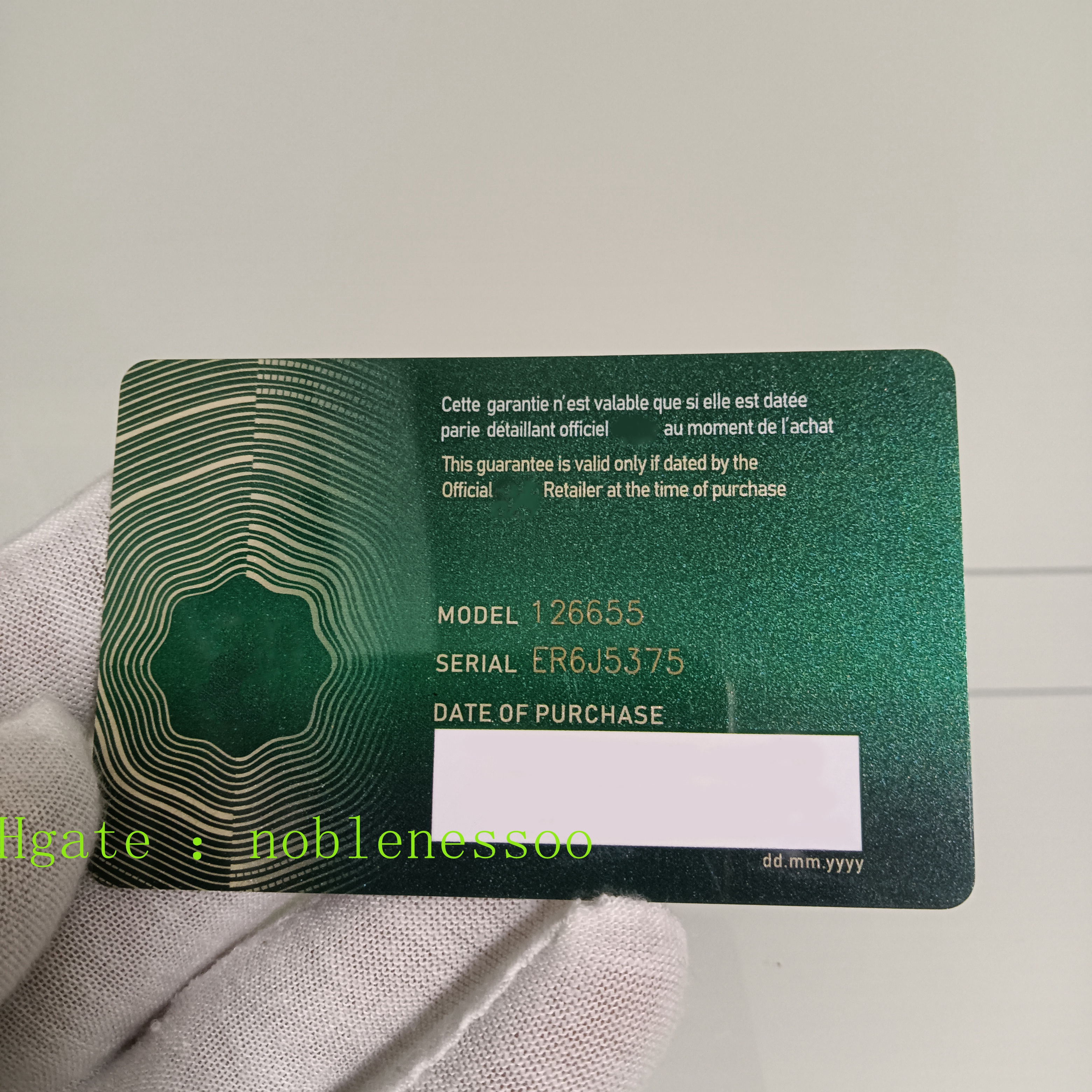 VIP customers customize NFC card, print accurate watch model serial number,for Customer Watch serial number model number