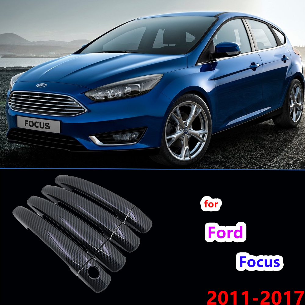 Black Carbon Fiber 2025 for Ford Focus 3 3 3.5 2011 2012 new 2013 2014 2018 2016 2017 Auto Door Handle Cover Sticker Car Accessories