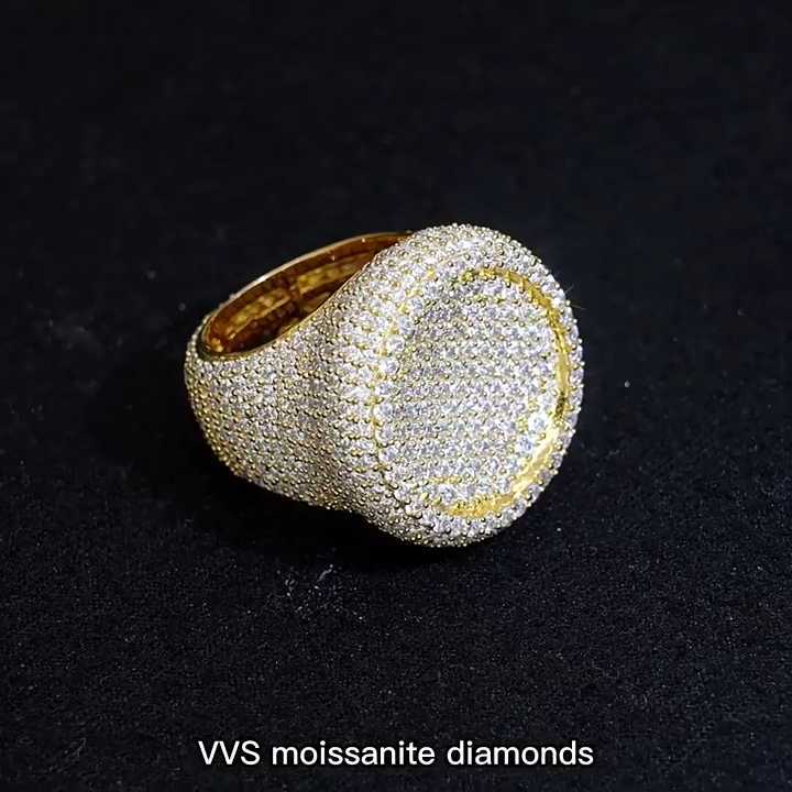 luxury Gra certificated rose gold iced out hip hop moissanite ring men vvs