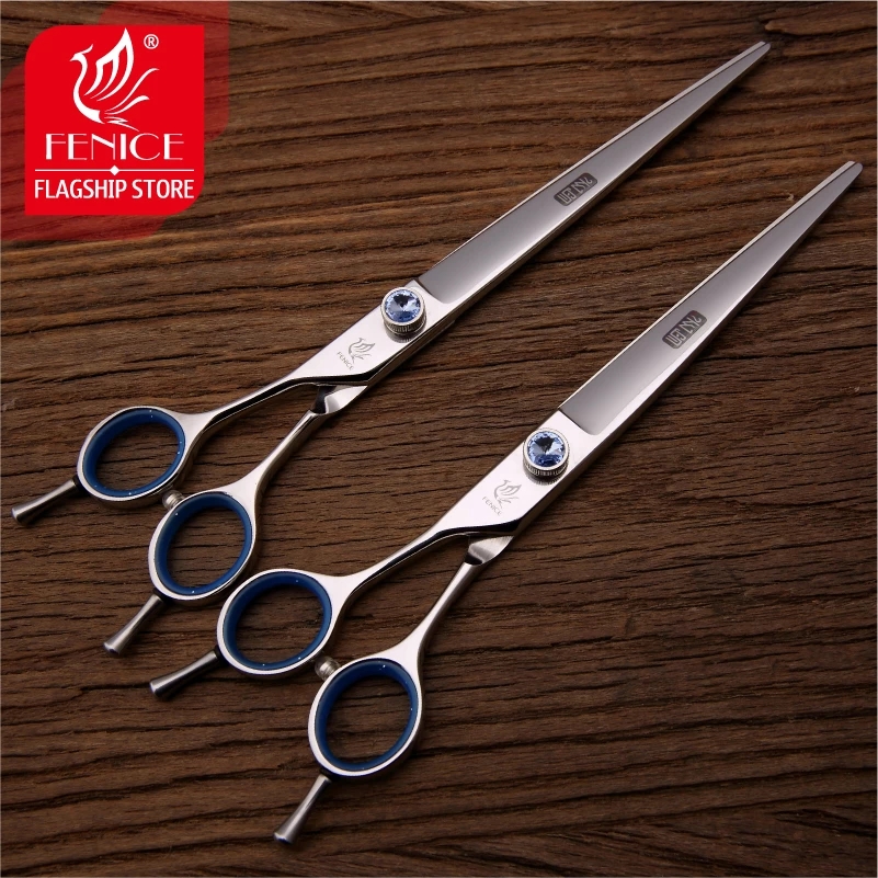 Fenice Left Handed 7.5/8.0 inch Pet Grooming Scissors Dog Hair Cutting Scissors Straight&Curved Groomer Shears