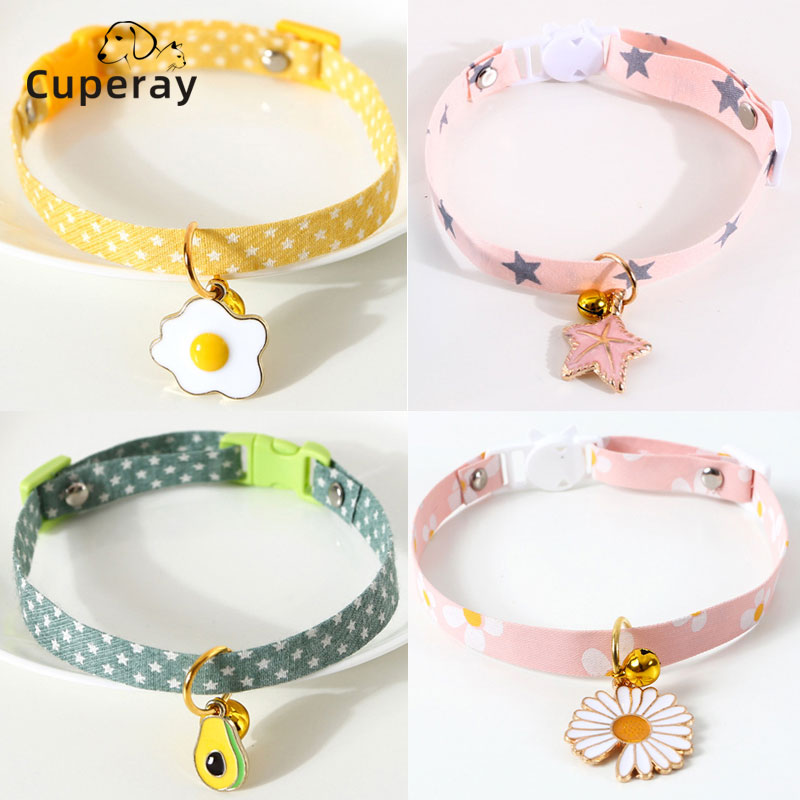 Breakaway Pet Collar with Adorable Ornaments Cats Collar with Multiple Color Flowers Patterns Adjustable Puppy Dog Cat Collar