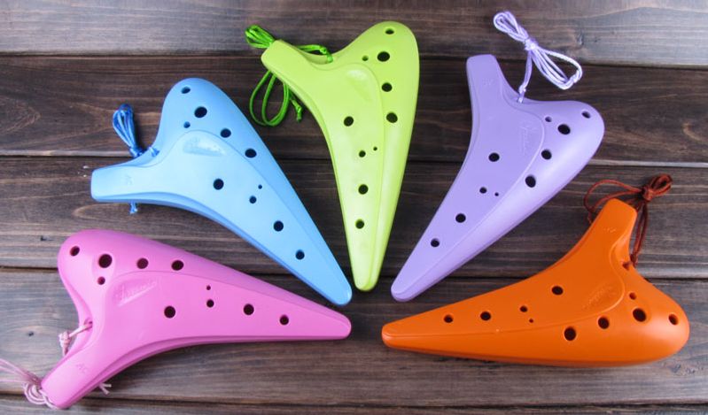 5colors famous brand music instrument 12 HOLEs Vintage Plastic AC flute Ocarina Tenor c purple/blue/pink/green/orange