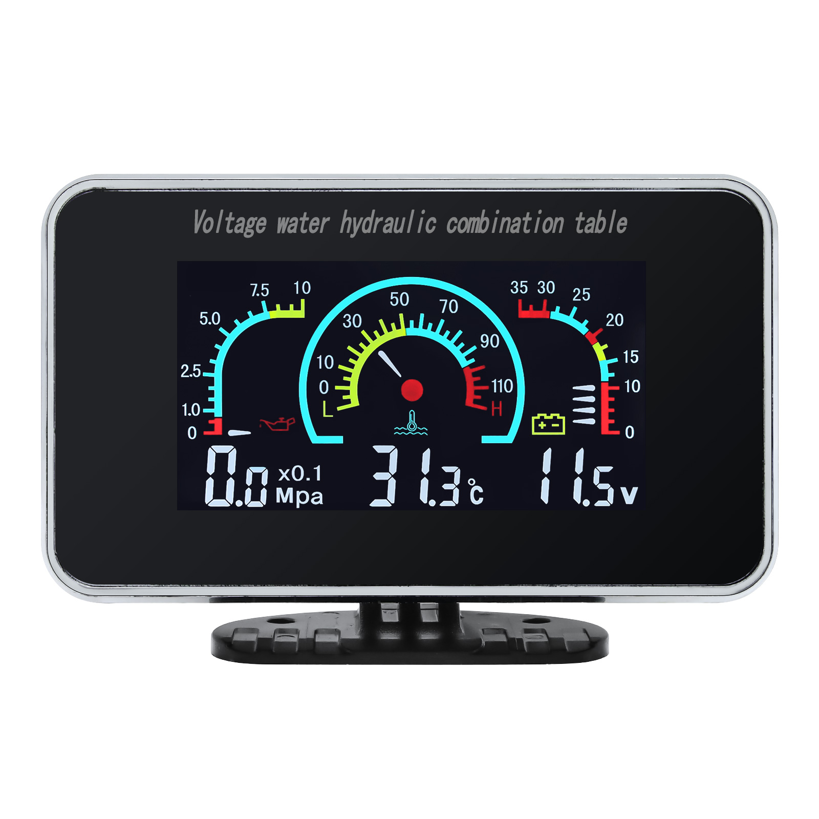 3 In 1 LCD Car Digital Oil Pressure Gauge Voltmeter Water Temp Meter 1/8 NPT Oil Pressure Sensor + Water Temperature Sensor 10mm