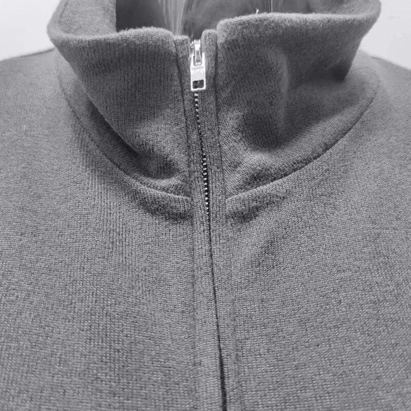 Men's Sweaters Spring And Fall Cotton Long-Sleeved V-Neck Slim Pullover Zipper Bottoming Shirt Light Luxury Fashion Polo