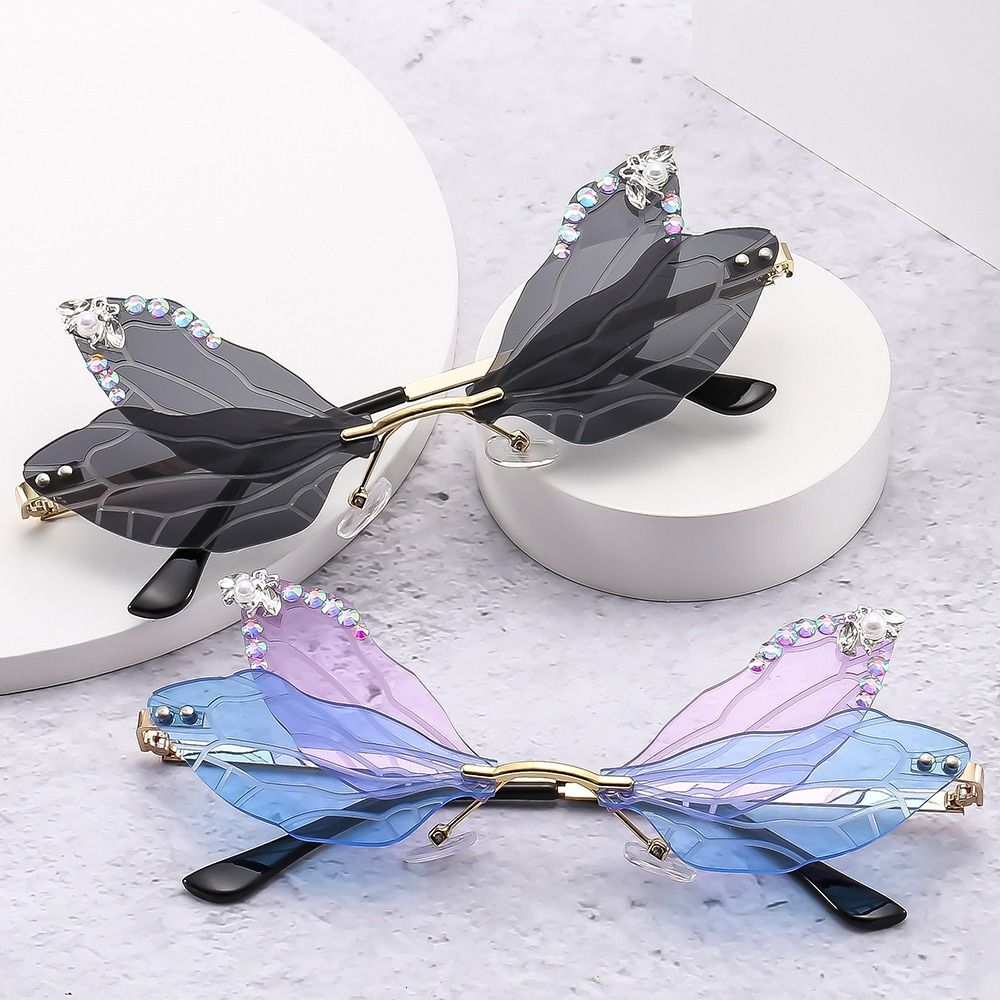 Women's Fashion Eyewear Irregular Party Dia Sun Moissanite Dragoy Wing SunMoissanite glasses Bg Shades