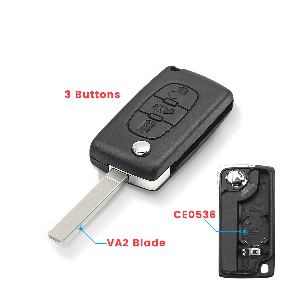 KEYYOU 1PCS Flip Remote Van Car Key For Peugeot Partner Expert Citroen Berlingo Dispatch (Van) Folding Ce0523 ce0536 HU83 VA2