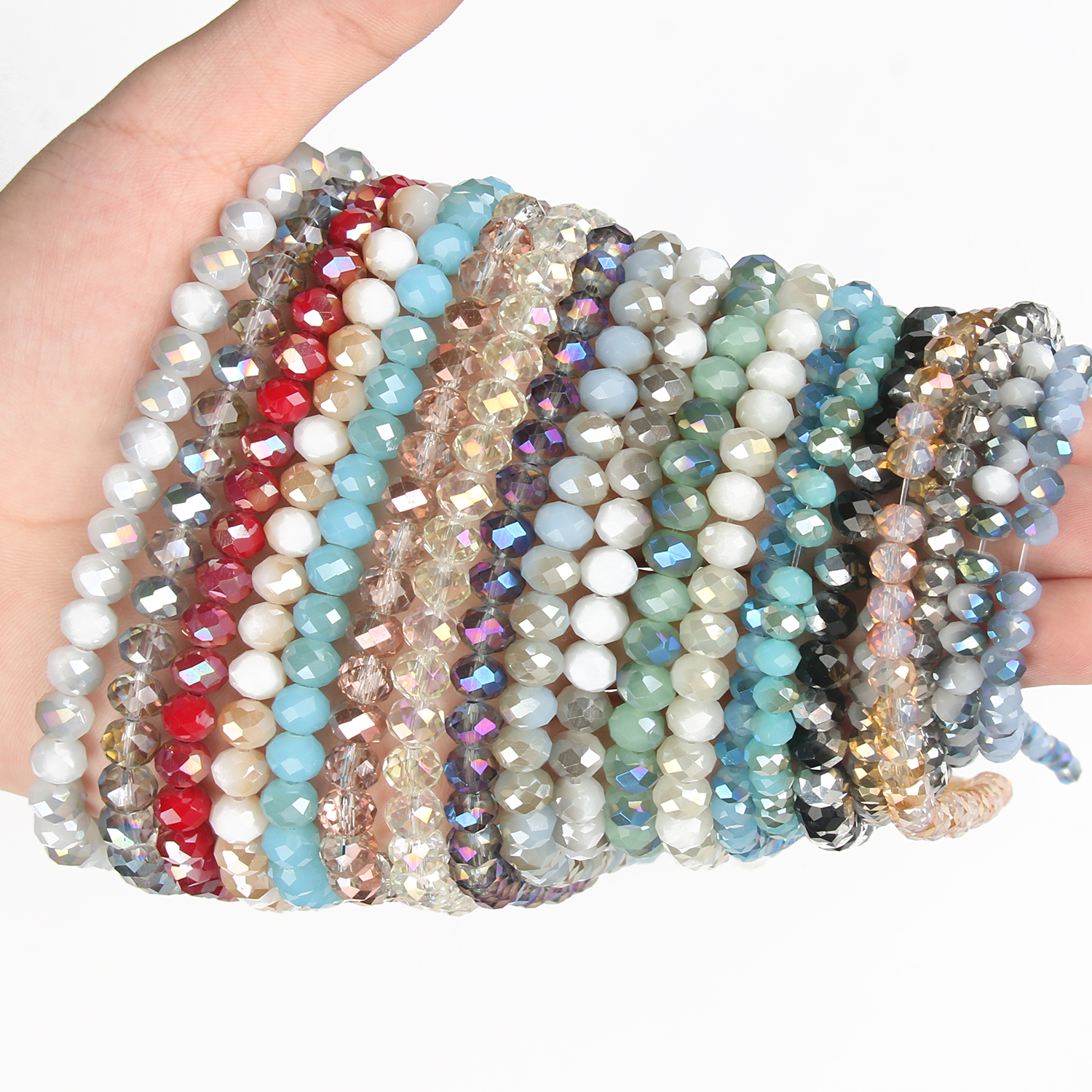 AB Clear Multicolor Austria Crystal Beads Round Rondelle Faceted Glass Loose Beads For Jewelry Making Accessories 3/4/6/8mm