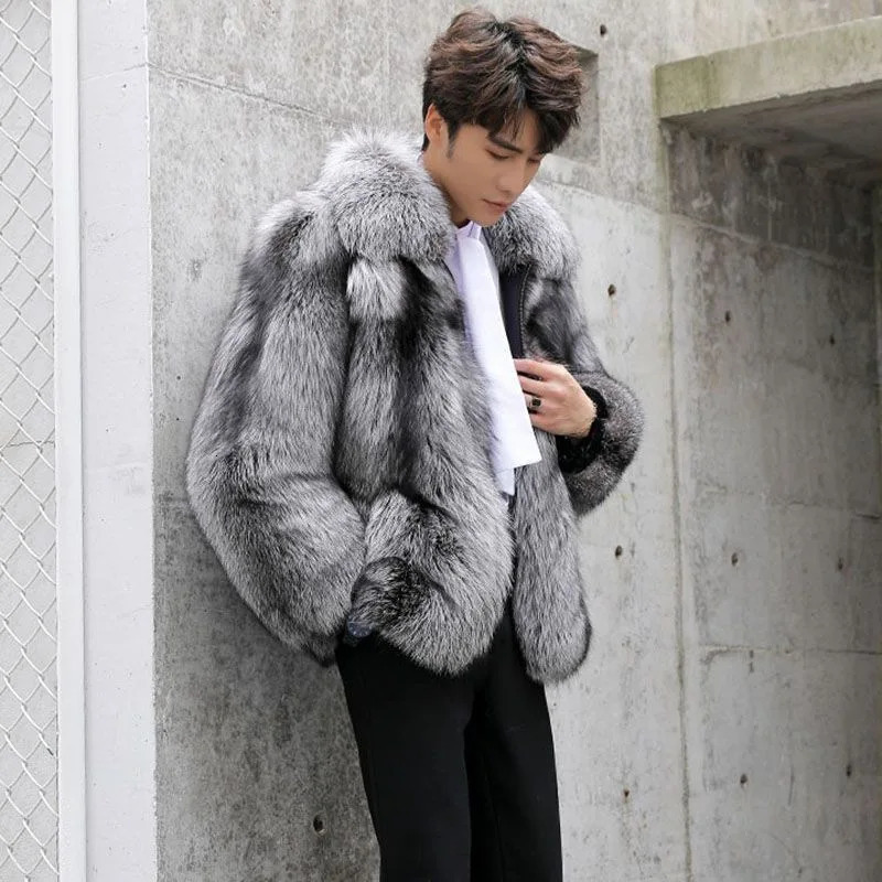 fashionable mens clothing Winter Fox Fur Mens Fur Coat 241108