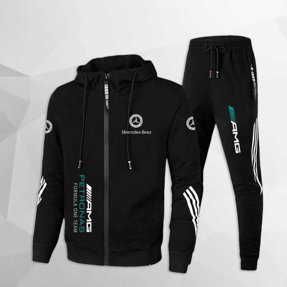 Men's Tracksuits 2024 Mercedes Benz Motorcycle Mens and Womens Sports Set Electric Scooter Set Outdoor Leisure Fashion Hoodie Set T241109