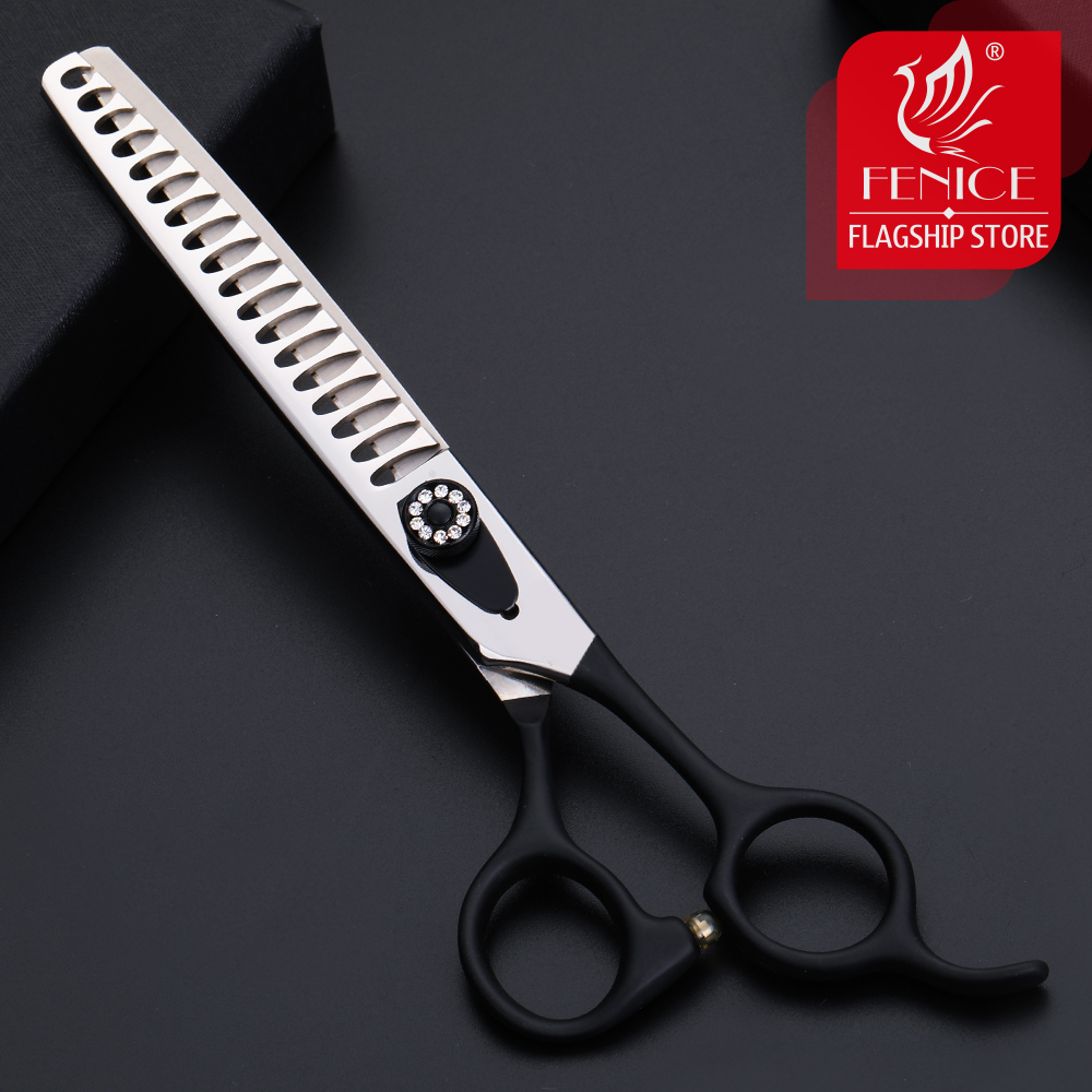 Fenice 6.5 inch Professional Pet Grooming Scissors Dog Scissors Drooming Shears for Animal Thinning Rate 70-75% JP440C Steel