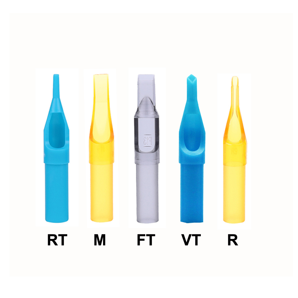 50pcs/Pack Disposable Tattoo Tips RT DT FT Independent Packing For Tatu Cartridges Needles Plastic Mouth Caps Supplies
