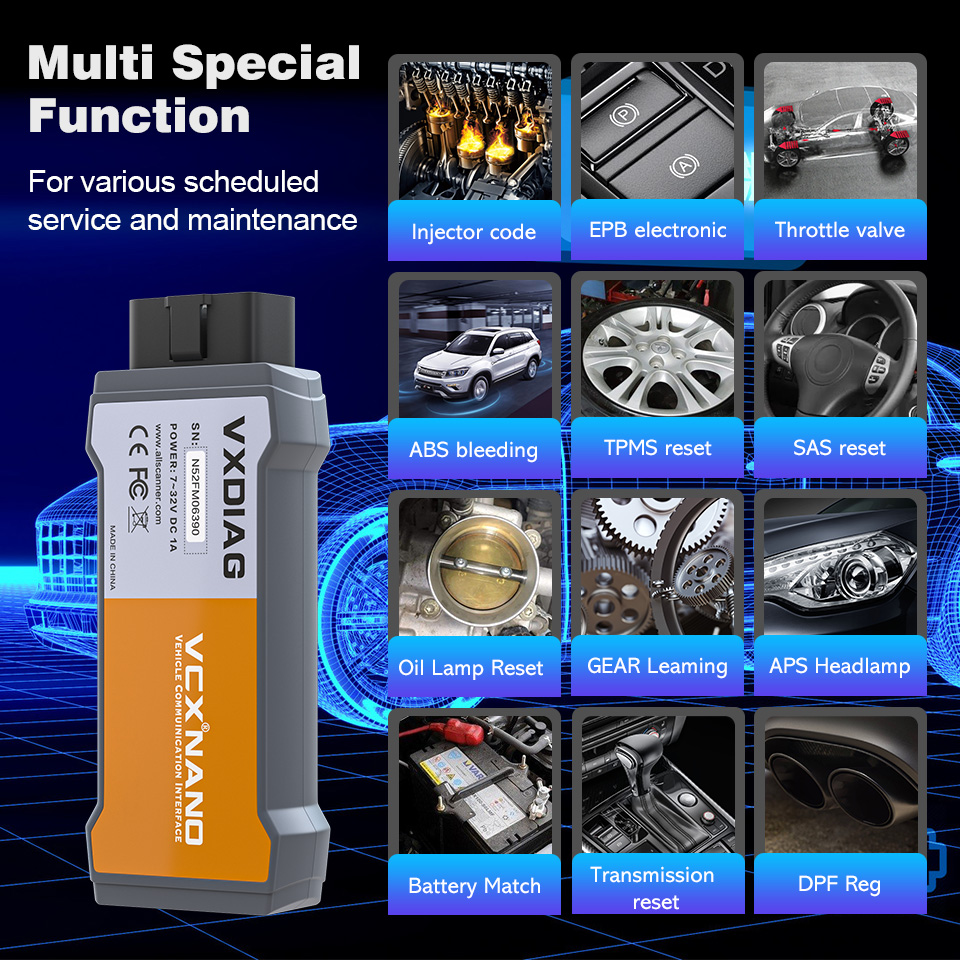 VXDIAG NANO NX300 Car Diagnostic Tool For 2014D Dice OBDII Scanner Active Test ECU Programming J2534 Lifetime Free Update