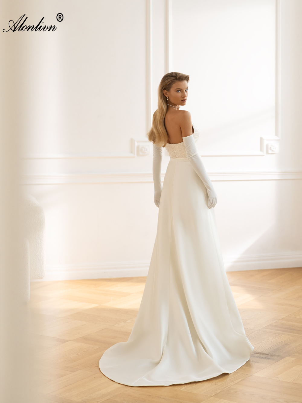 2024 Satin Fabric Boat Neck 2 In 1 Mermaid Wedding Dress Stunning Beading Pearls Lace Removable Train With Pleats Trumpet Bridal Gowns