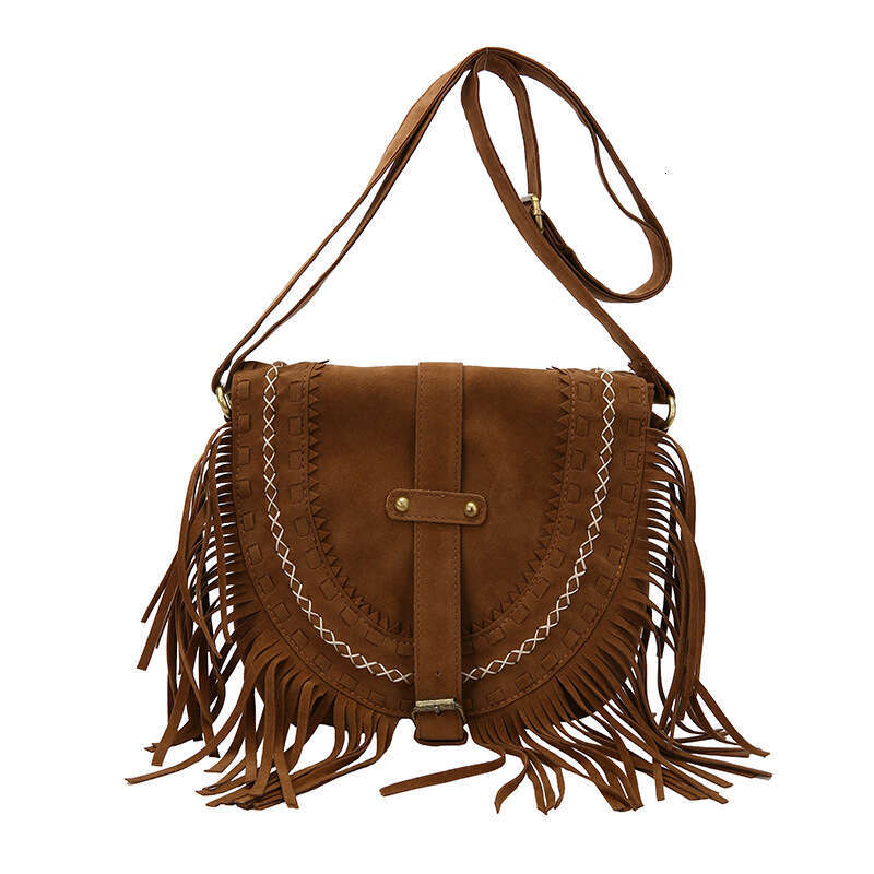 Tassel travel outfit, suede style, Bohemian hanging bag, one slanted shoulder bag
