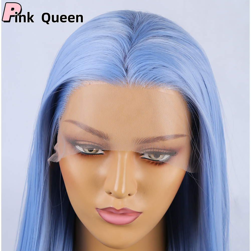 13*2.5 Lace Front Wig Fashion sales before wig blue long curly hair high temperature chemical fiber daily wear wig party black cosplay synthetic wig s