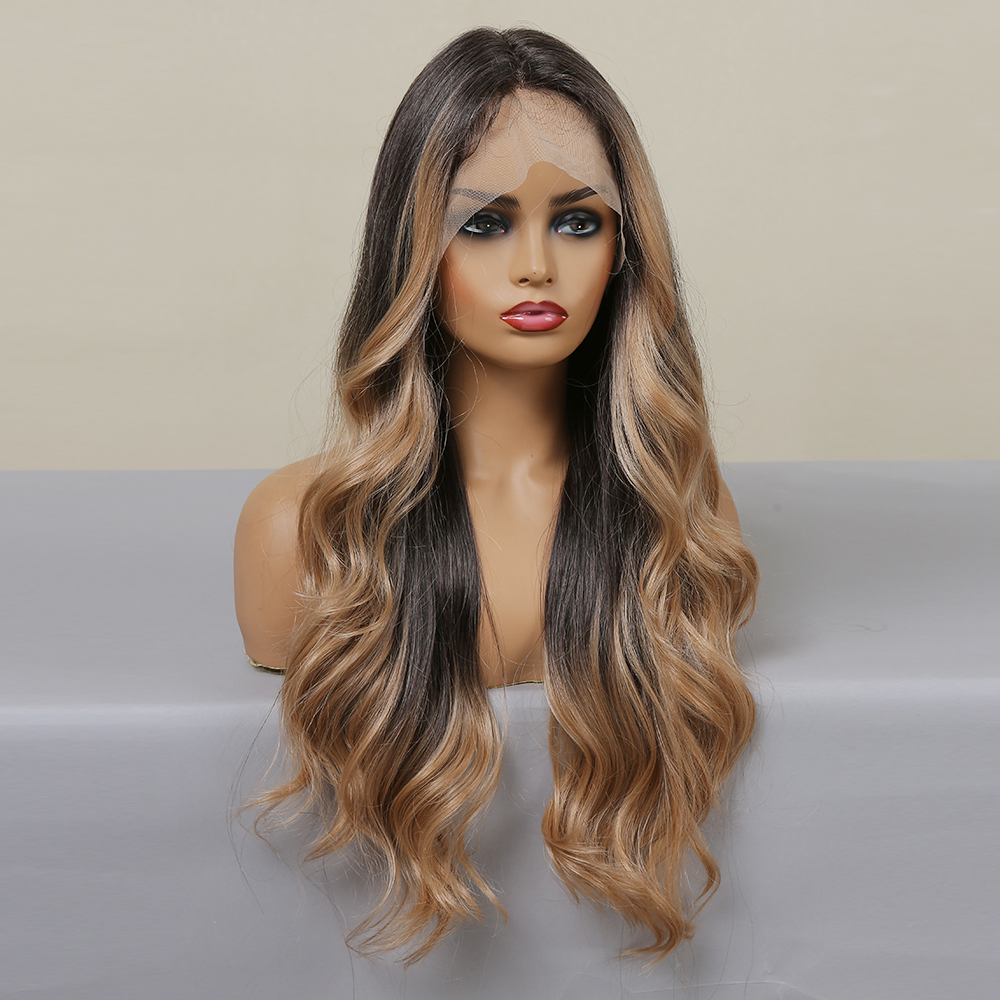 Black Brown Blonde Transparent Synthetic new Lace Hair Wigs Long Body 2025 Wave Ombre Golden Cosplay Lace Front Wigs for Black Women