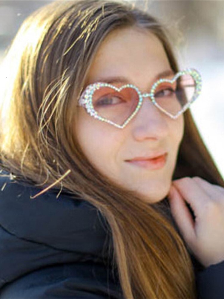 Love Heart Dia SunMoissanite Women Brand Designer 2023 New Fashion Gradient Eyewear Rhie Cat Eye Sun Moissanite glasses UV400