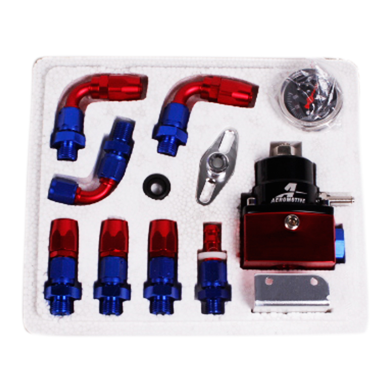 automobile refit universal adjustable aluminum alloy fuel pressure regulator instrument kit tubing 100PSI AN6 tubing fittings
