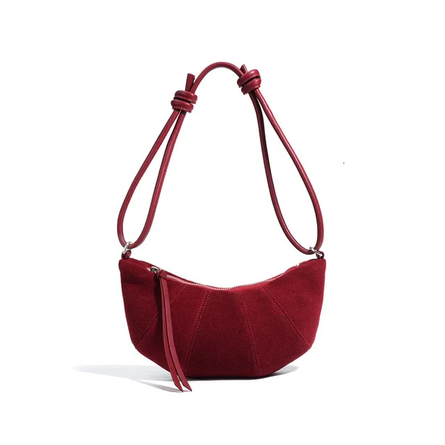 New Women Dumpg Female Niche Underarm Shoulder Bag Lady Cross-Body Messenger Maillard Croissant Autumn Winter Hobos Patent Leather Zipper Style BagVoy