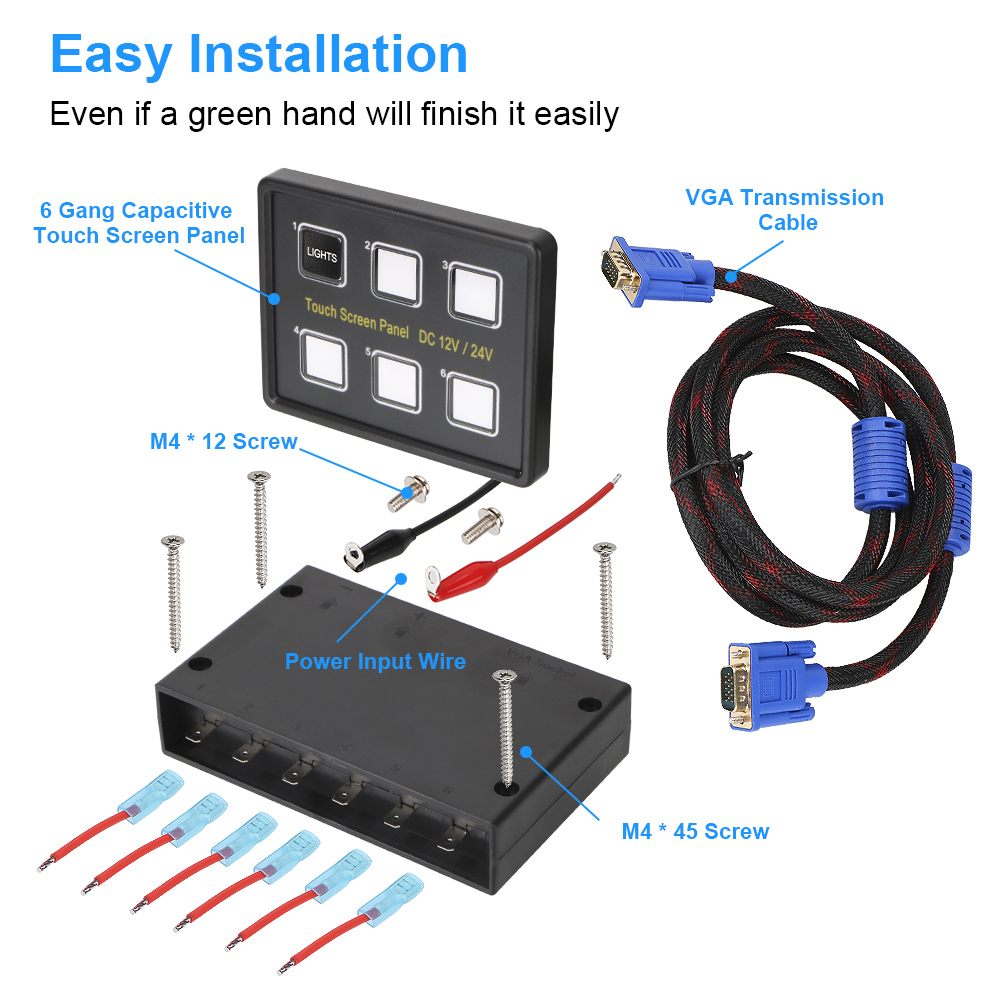 24V 12V Switch Panel 6 Buttons LED Touch Screen Car Light Toggle Relays System Caravan Accessories for Boat Marine Truck Trailer