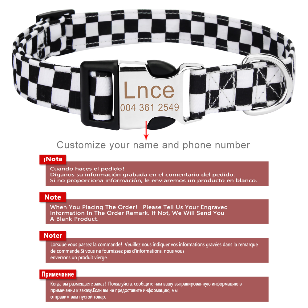 Personalized Dog Collar for Medium Large Small Dogs with Name & Phone Number Engraved Metal Buckle - with Safety Metal Buckle