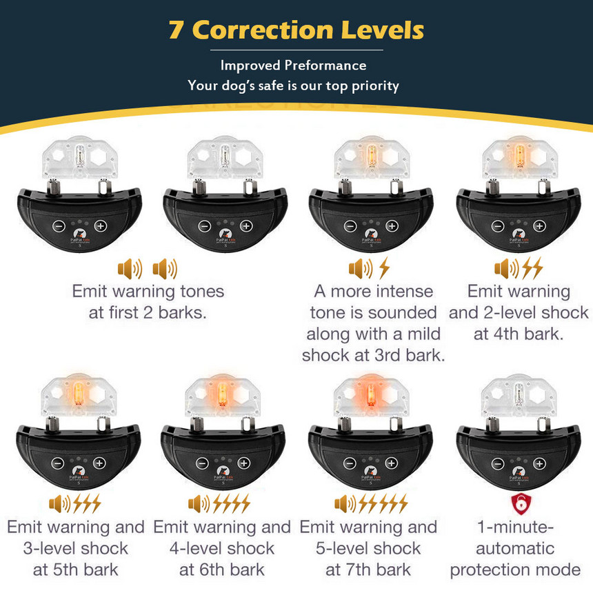 Paipaitek Dog Anti-barking Collar IP65 Waterproof Adjustable Pet Dog Training Collar Dog Trainer Device Pet Supplies In stock