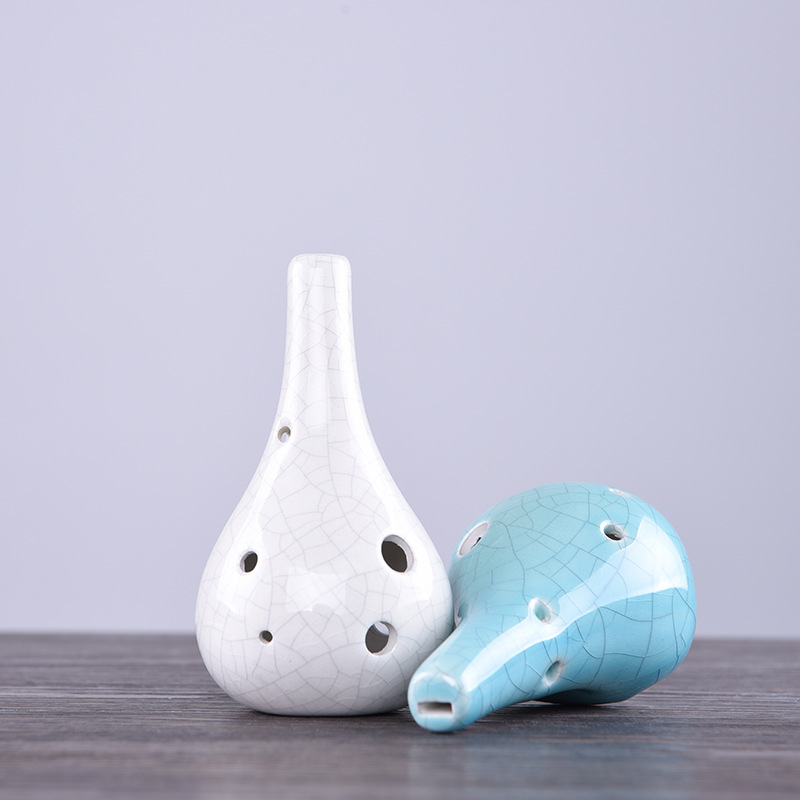 4 Colors Ocarina 6 Hole Heart-shaped Small Ocarina Alto C Tone Beginner Ocarina Tourist Souvenir Teaching Toys Ceramic Pendant