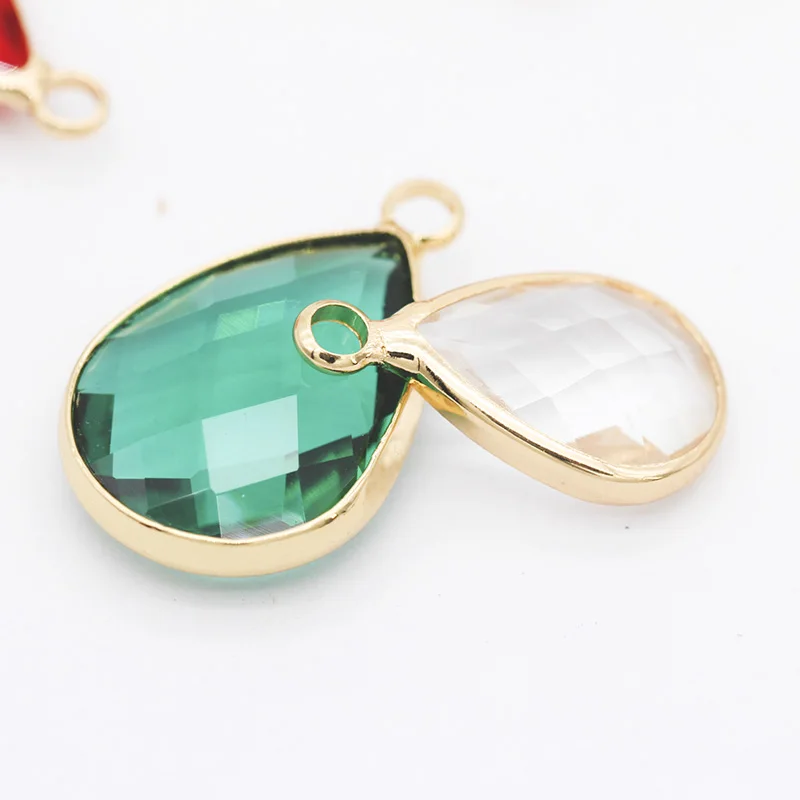 12pc/lot Waterdrop Charms Quartz Crystal Glass Charm Pendant for Necklace Bracelet Earrings Connector DIY Jewelry Making Finding