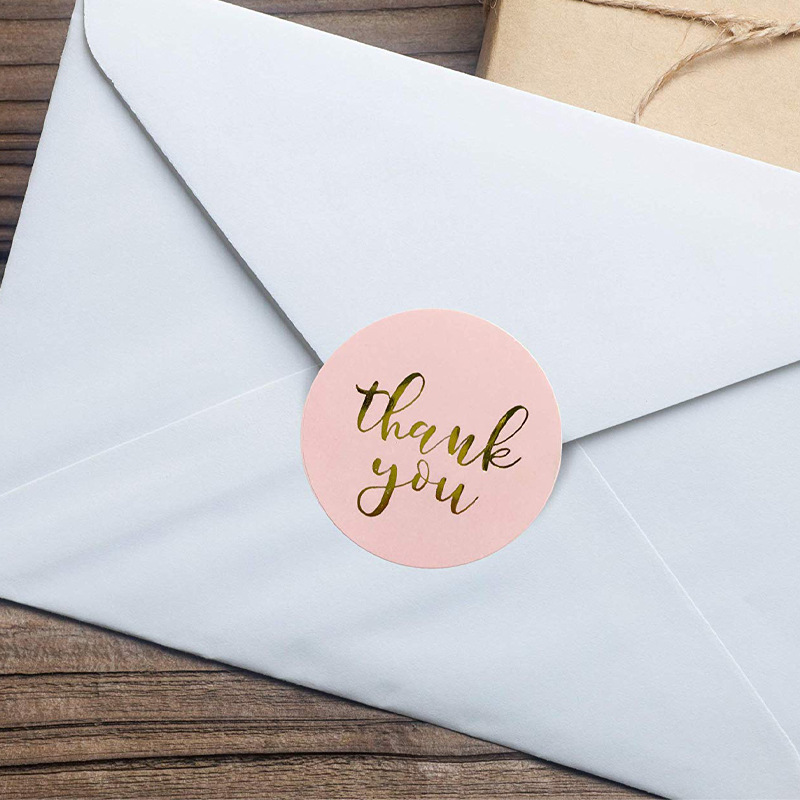 100-500pcs Round Thank You Sticker Envelope Seal Scrapbook Sticker Pink Heart Cute Round Sticker Stationery new 2025 Label Stickers