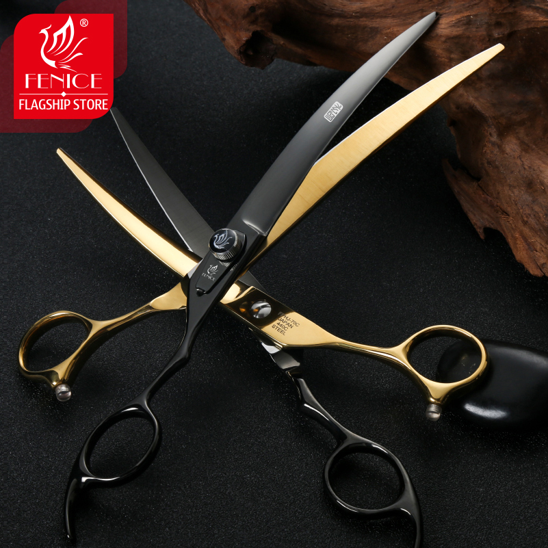 Fenice JP440C Steel 6.5/7/7.5/ 8 Inch Professional Pet Dogs Grooming Scissors Set Straight Curved Thinning Shear Scissors