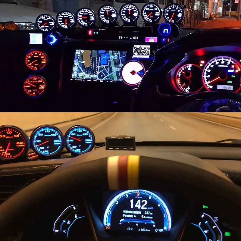 Car Turbo Boost Defi Gauge 15 Colors Water Temperature Oil Pressure Vacuum RPM Voltage Meter With Sensor