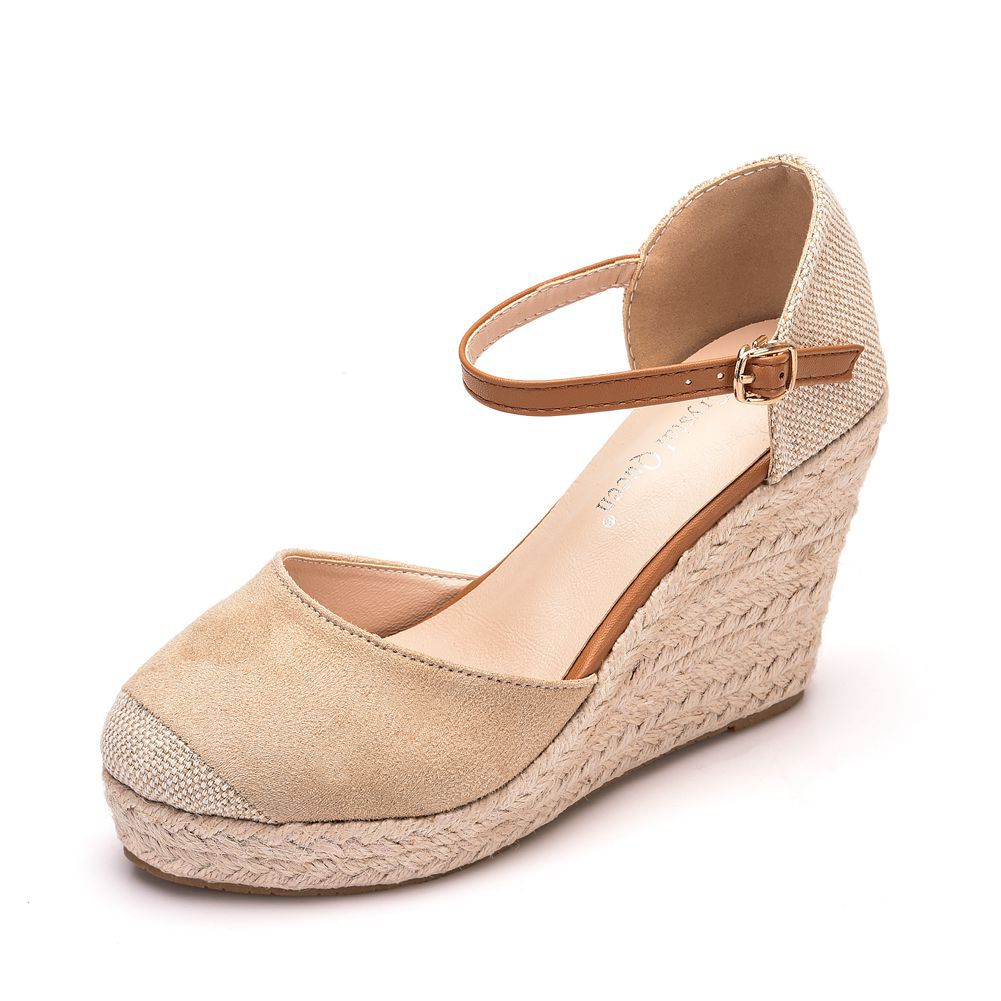 Summer 2024 High Heel Sandal for Women Cross Shoes Closed Toe Espadrilles Platform Clogs Wedge Suit Female Beige Large Size Cros 4c40 Platm