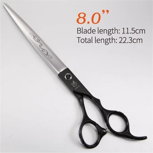 Fenice 7.0/7.5/8.0 inch Straight Cutting Scissors for Dogs Professional Grooming Shear Flower Pattern Japan 440C
