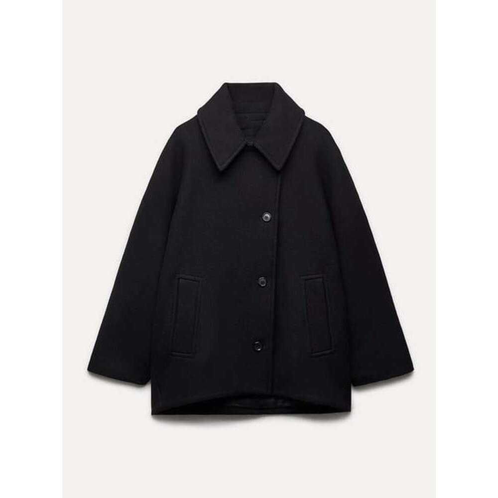 Vintage Solid Long Sleeve Female Jacket Fashion Turn Down Collar Coat For Women 2024 Elegant Autumn Winter Pocket Lady Outerwear