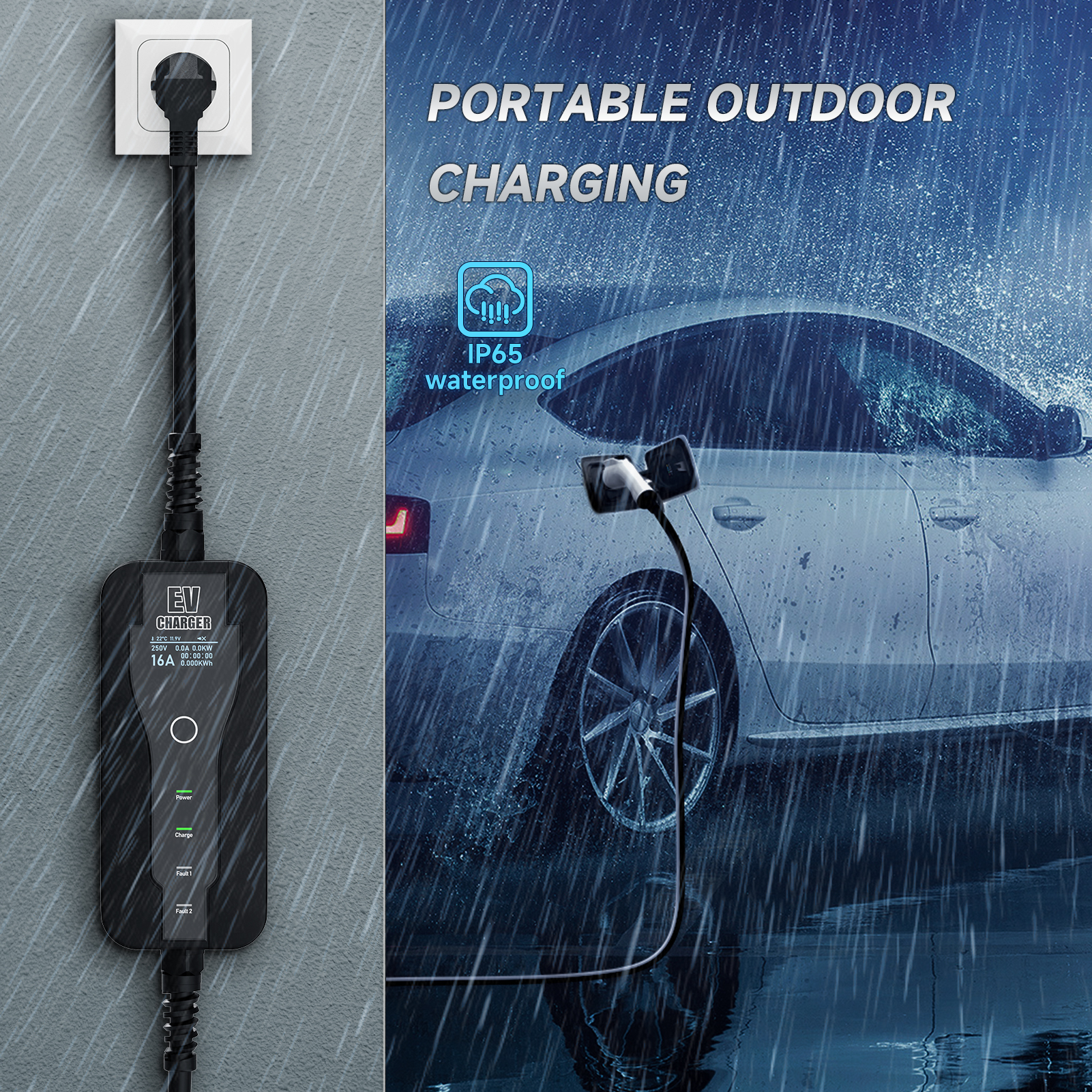 16A 3.5KW Portable EV Charger 2025 Type2 IEC62196-2 EVSE Fast Charging Box Type1 SAEJ1772 EU Plug new Controller Wallbox for Electric Car